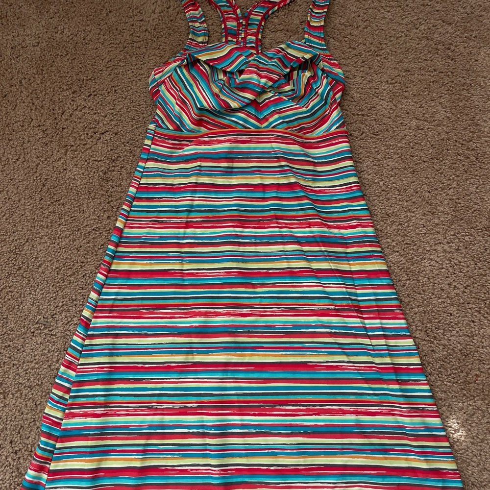 Athleta Striped Swim Dress w/ Built in Bra